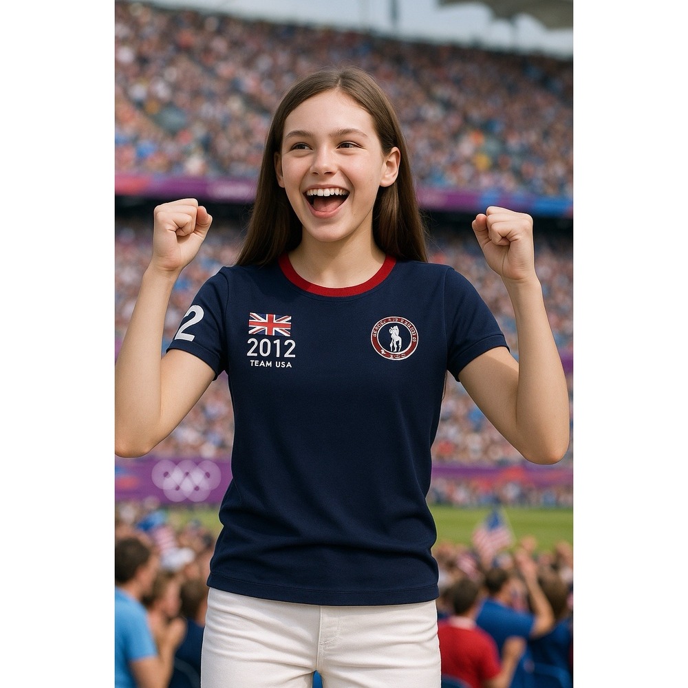 Ralph Lauren 2012 Team USA Olympic Games Juniors Large T-Shirt Navy + Red Trim